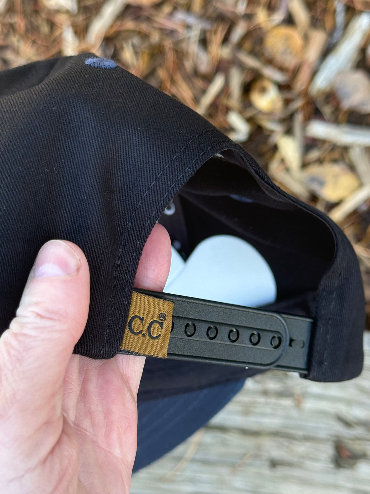 Hand painted wearable art on black/navy blue canvas baseball cap - three trees