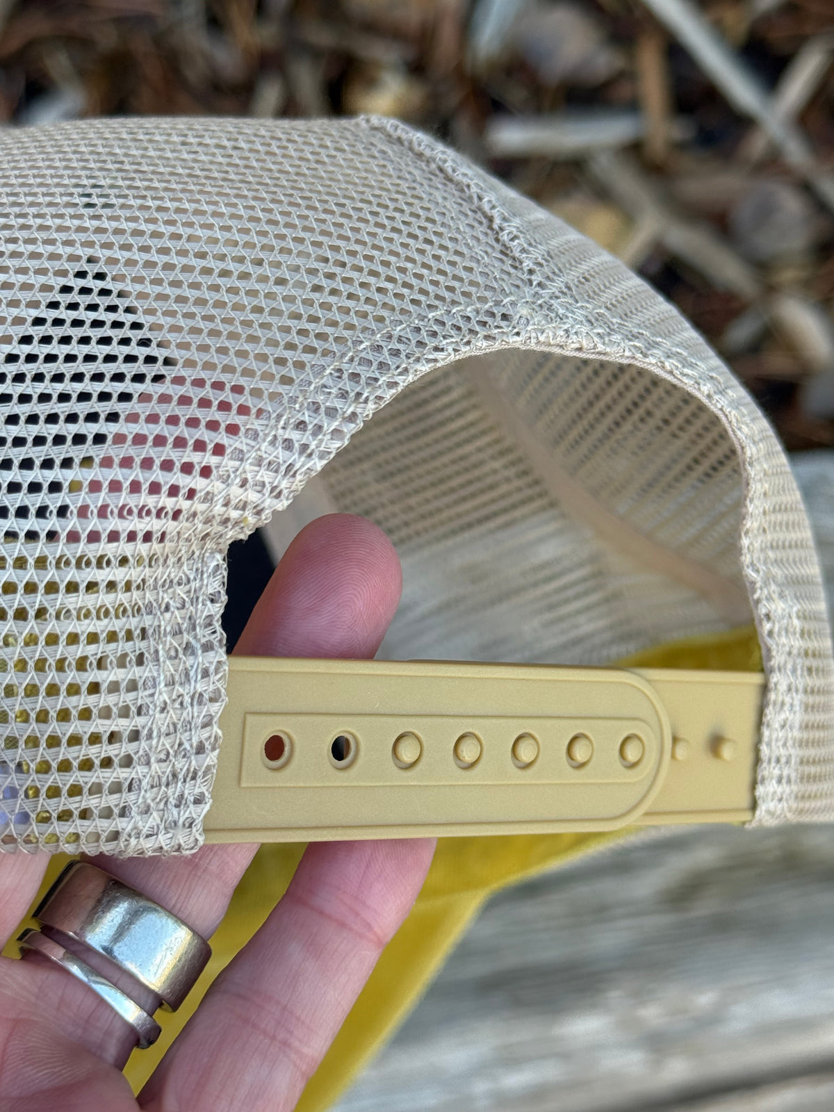 Hand painted wearable art on soft yellow canvas baseball cap - butterfly