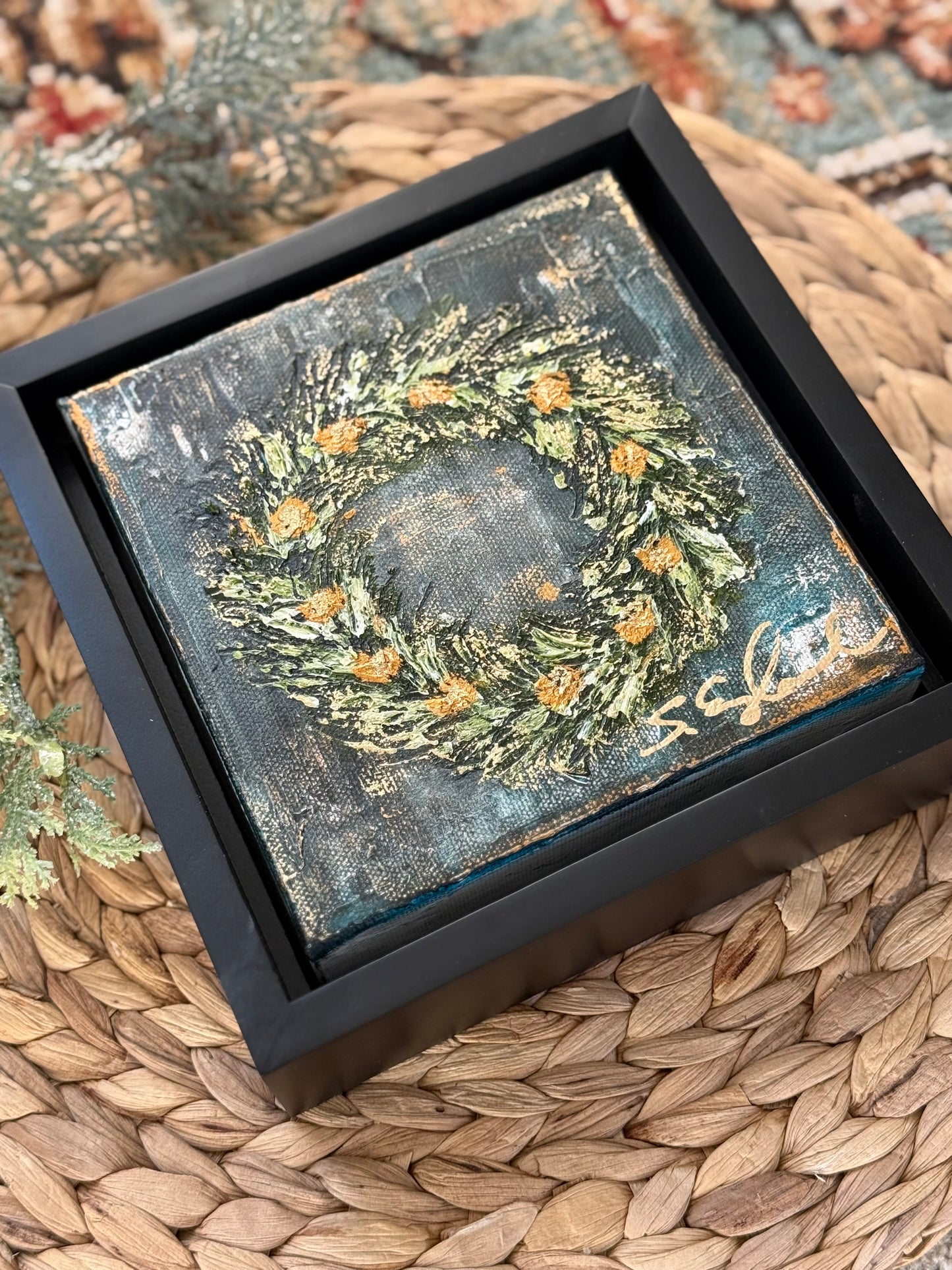 Original art wreath 6x6"