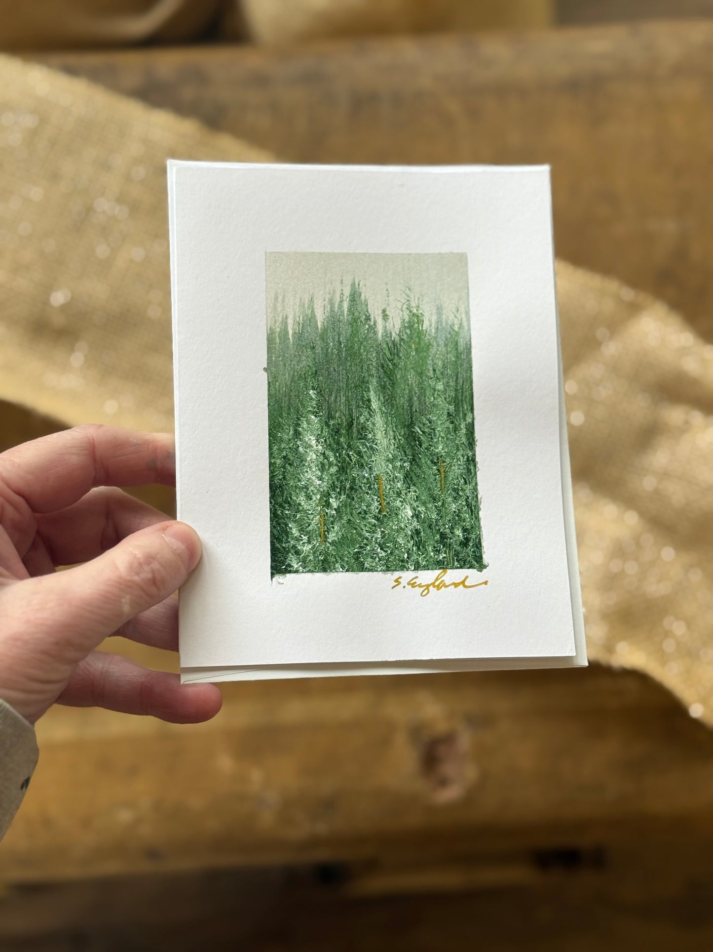 Original art Christmas note card variety pack - trees