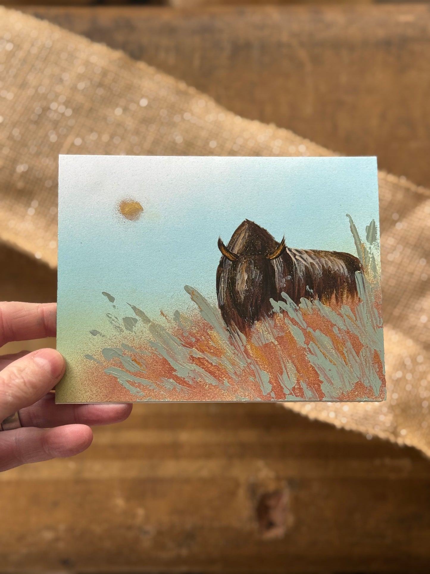 Original art note cards - variety pack of buffalos