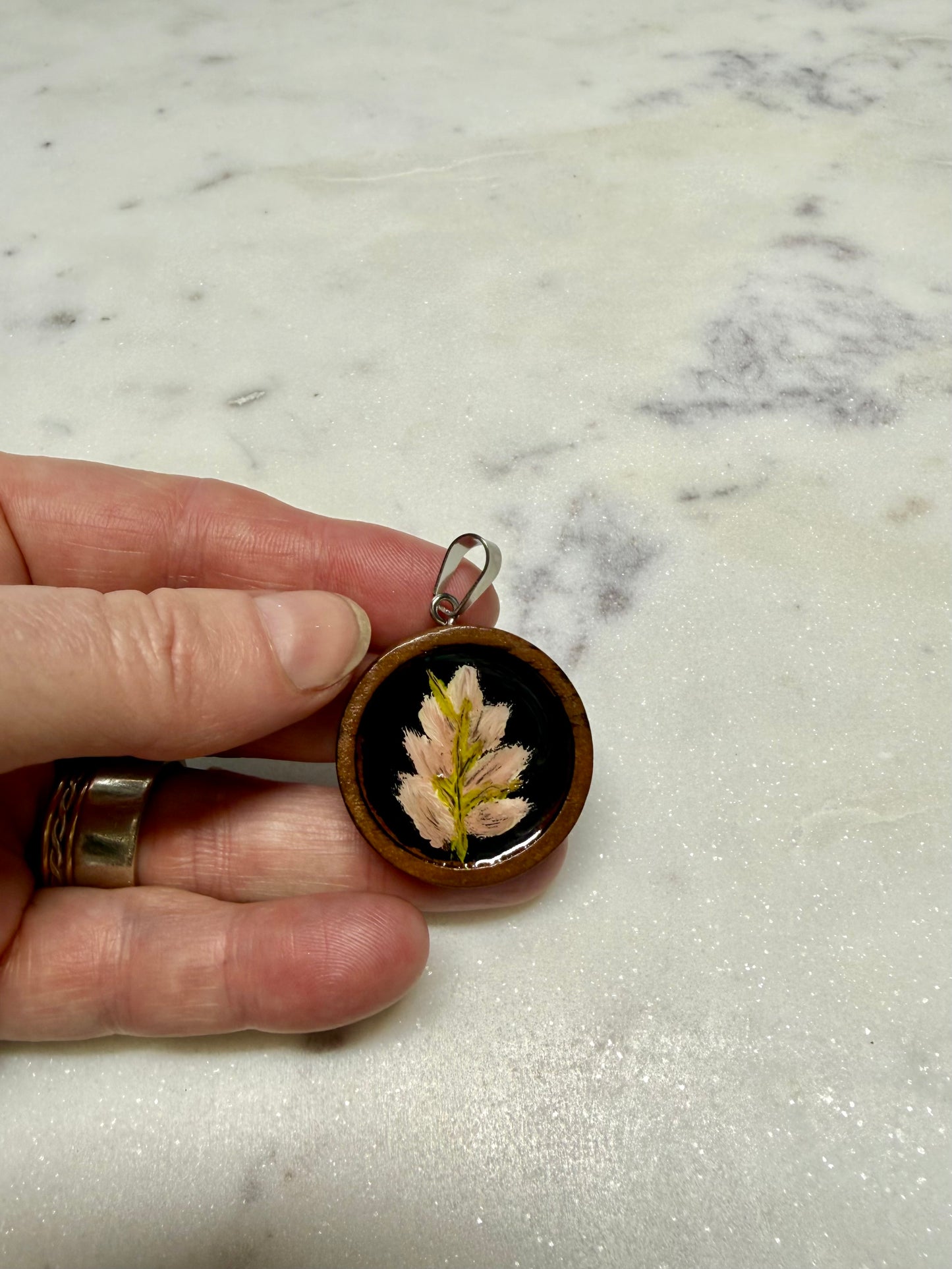 Hand painted blush wildflower on wood -custom length