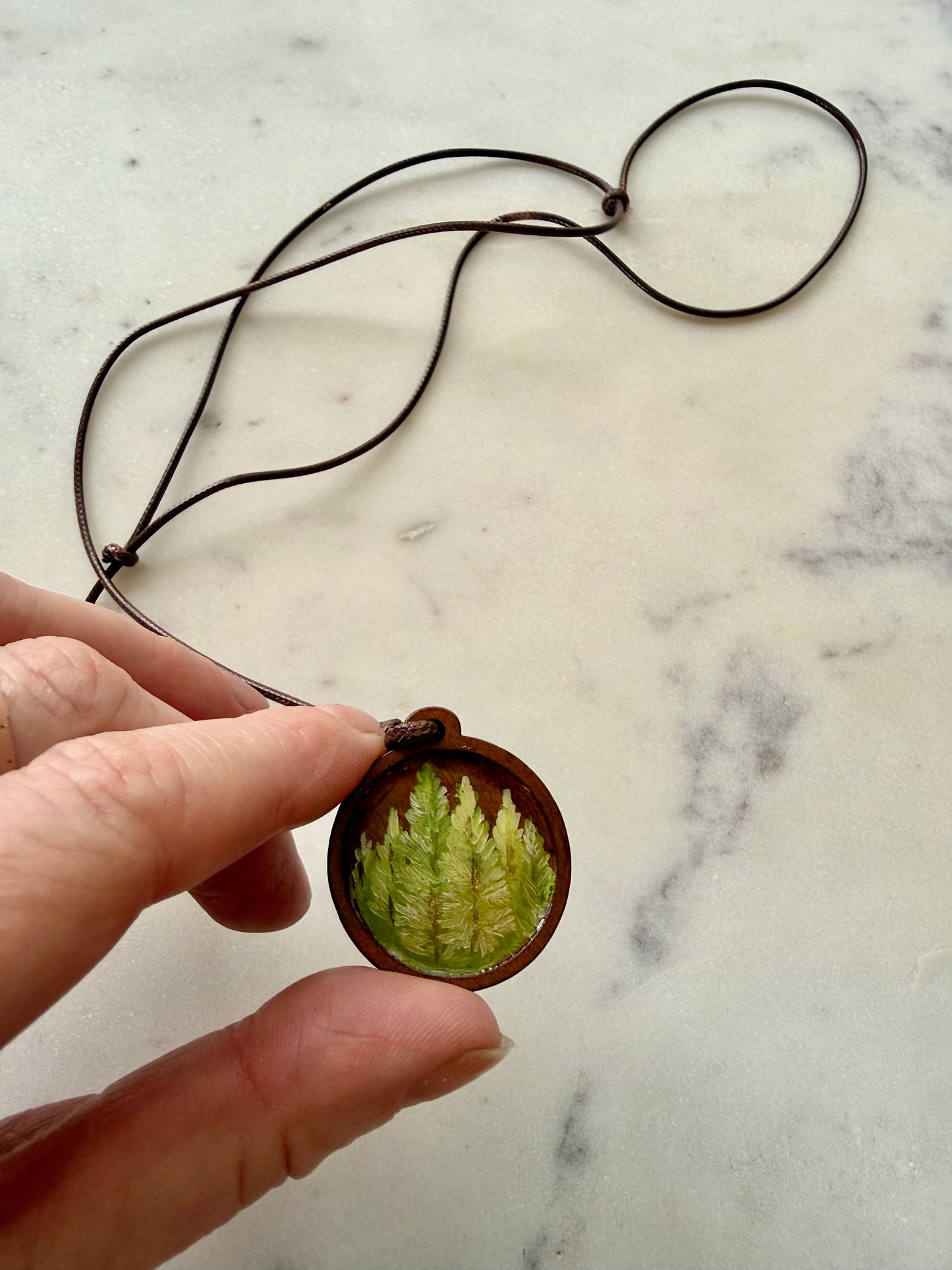 Hand painted grove of trees necklace