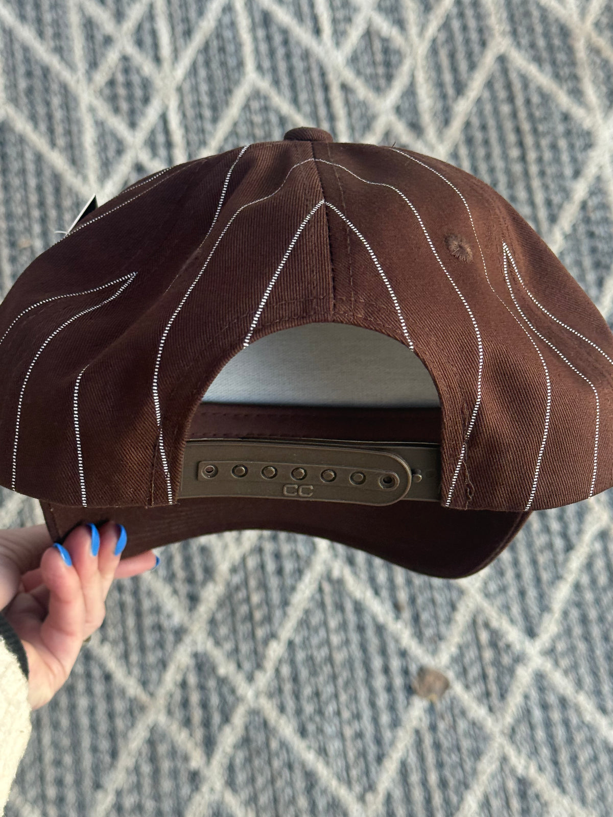 Hand painted wearable art - big mountain scene on brown/cream baseball cap