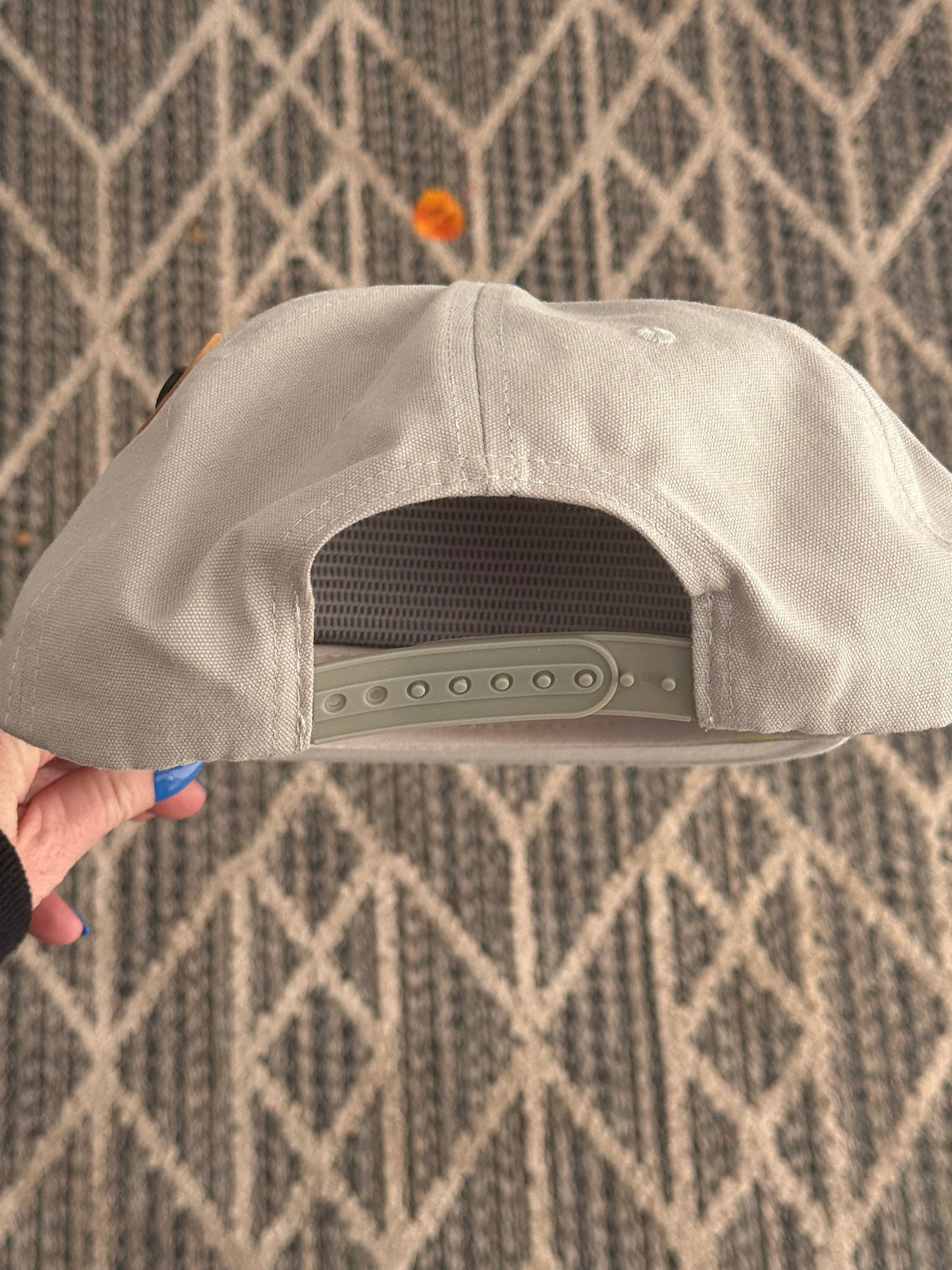Hand painted landscape painted tan flat brim cap