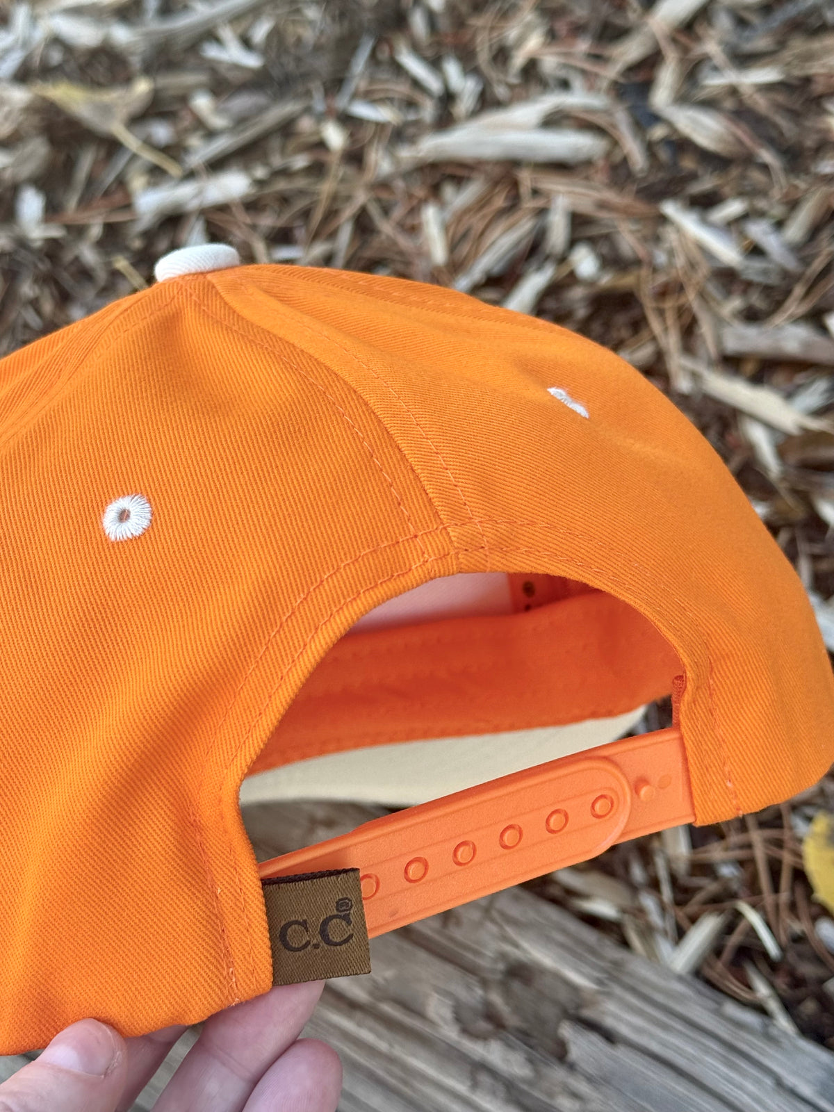 Orange canvas hand painted hat - lily flower