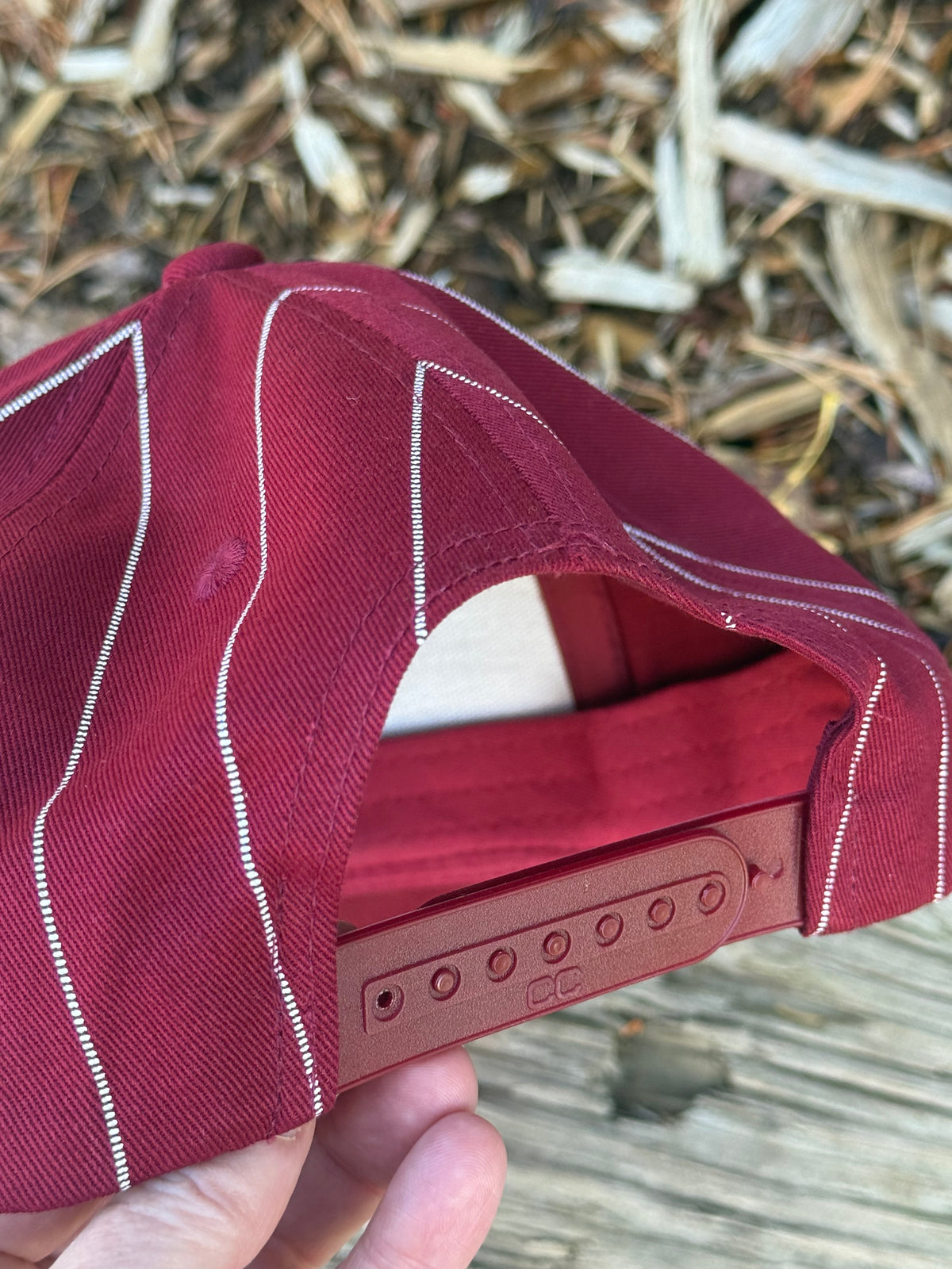 Striped hand painted canvas hat - trees