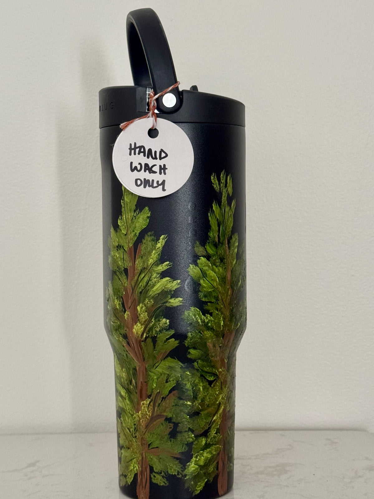 Hand painted 40oz black hydrojug- pine forest