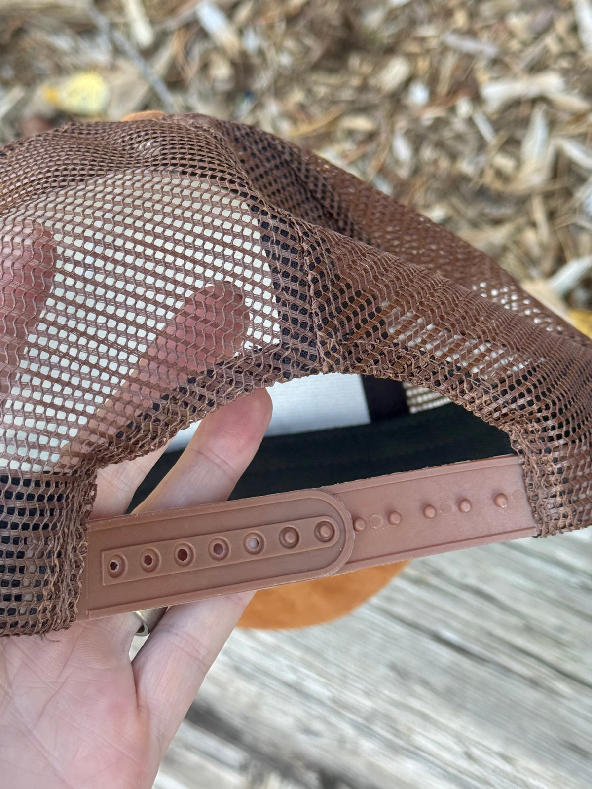 Hand painted cream/brown suede baseball cap - begonia vibes