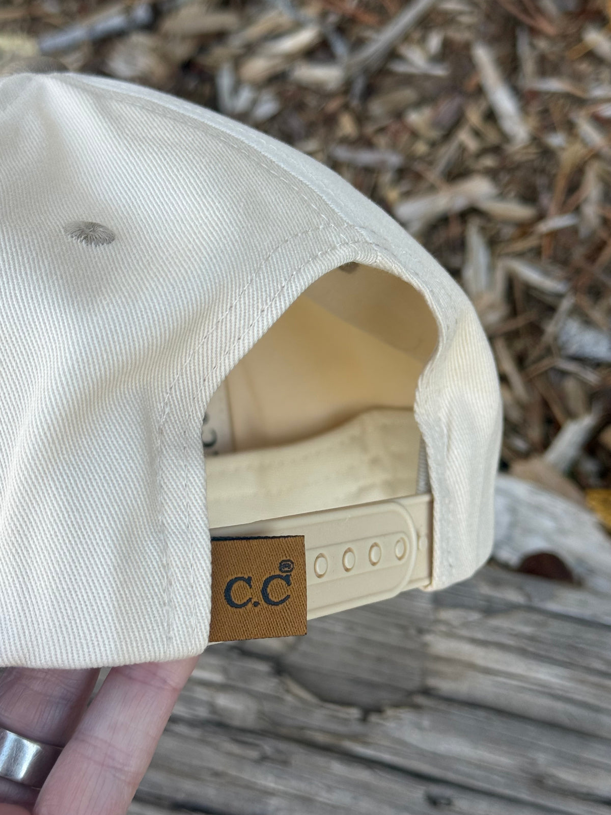 Hand painted cream/tan canvas ball cap- abstract landscape floral art