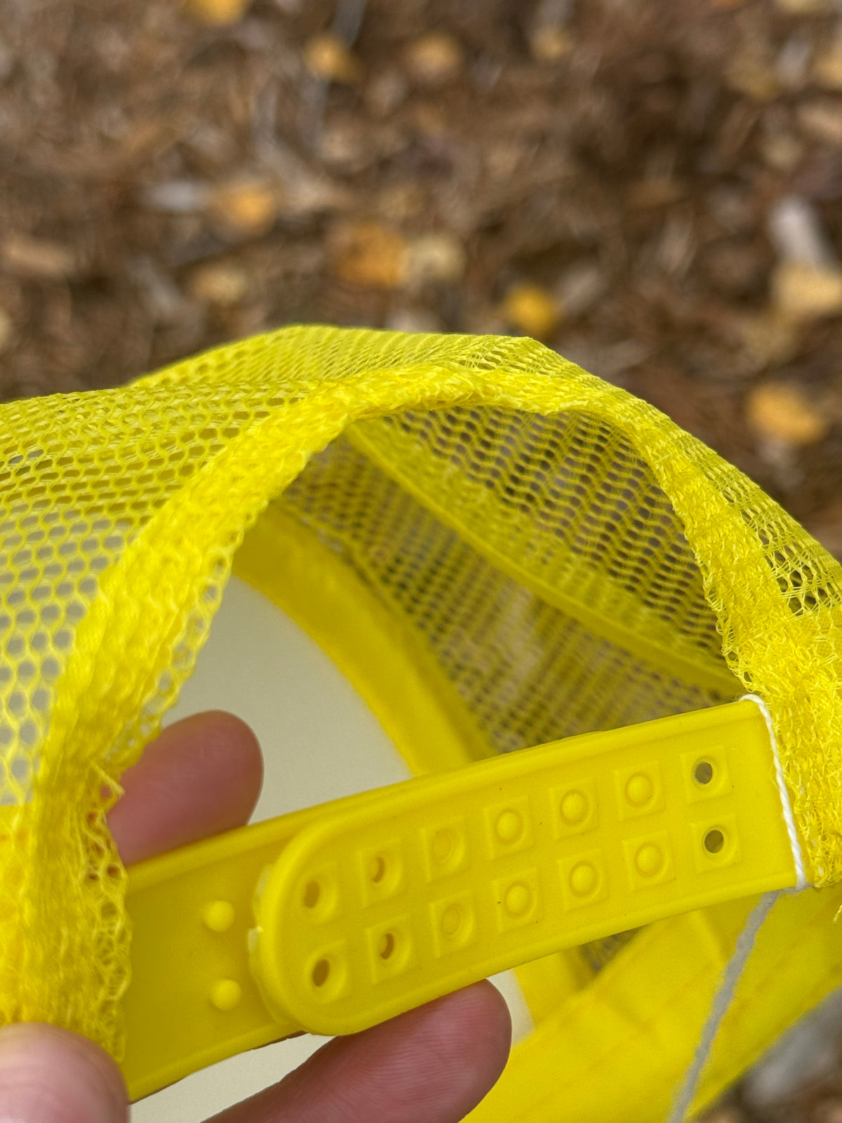 Hand painted wearable art! Bright yellow/white foam trucker hat with an open road theme