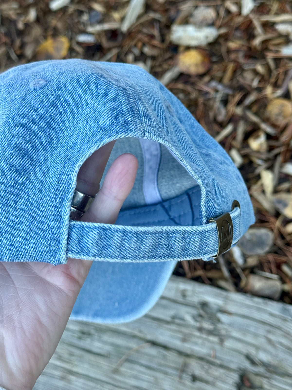Hand painted wearable art on denim canvas baseball hat - natures wildflowers