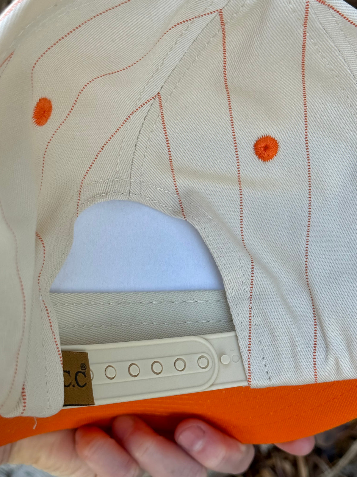 Hand painted wearable art on cream/orange canvas baseball hat - sunflower