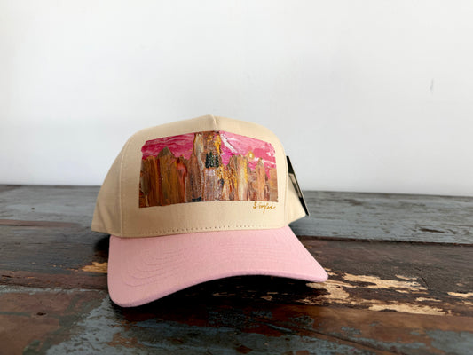 Wearable art - abstract mountain trucker hat