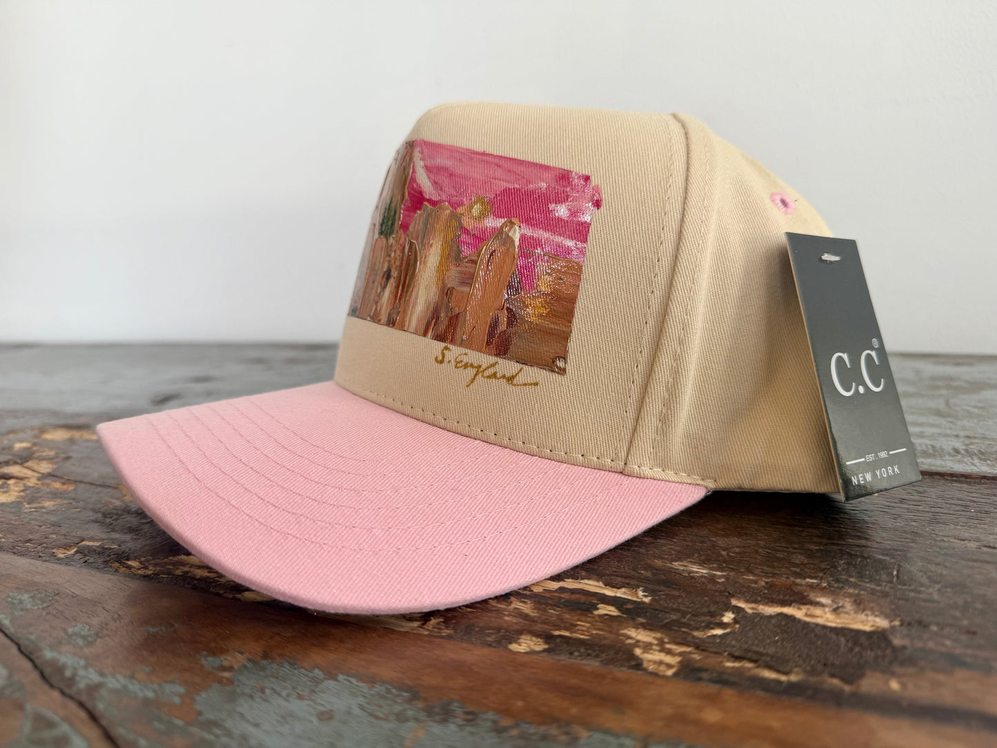 Wearable art - abstract mountain trucker hat
