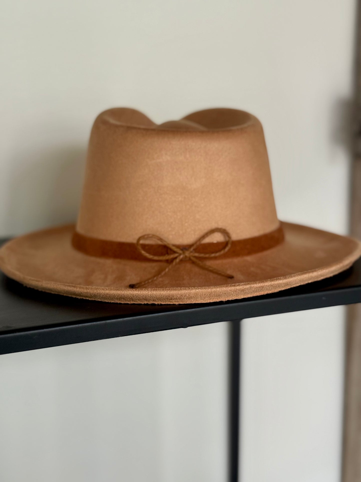 Soft camel vegan suede rancher hat