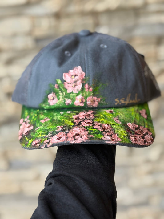 Hand painted baseball hat - dark grey