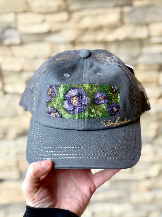 Pick your wild side with this subtle hand painted CC baseball hat - dark grey