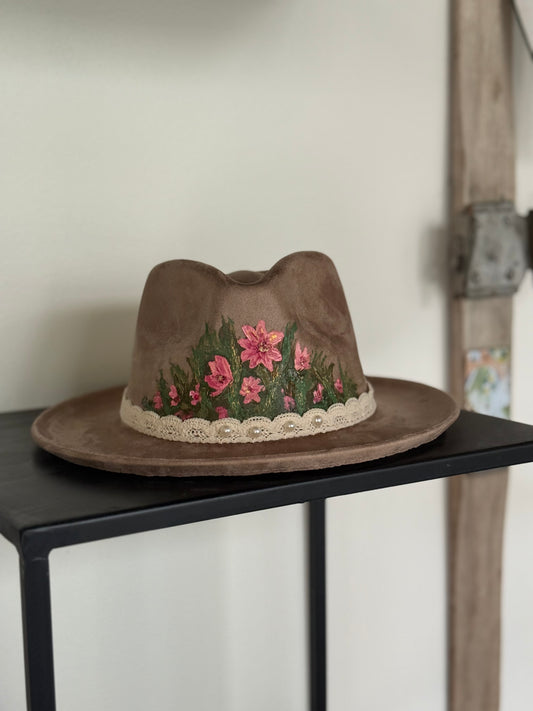 light brown vegan suede rancher hat