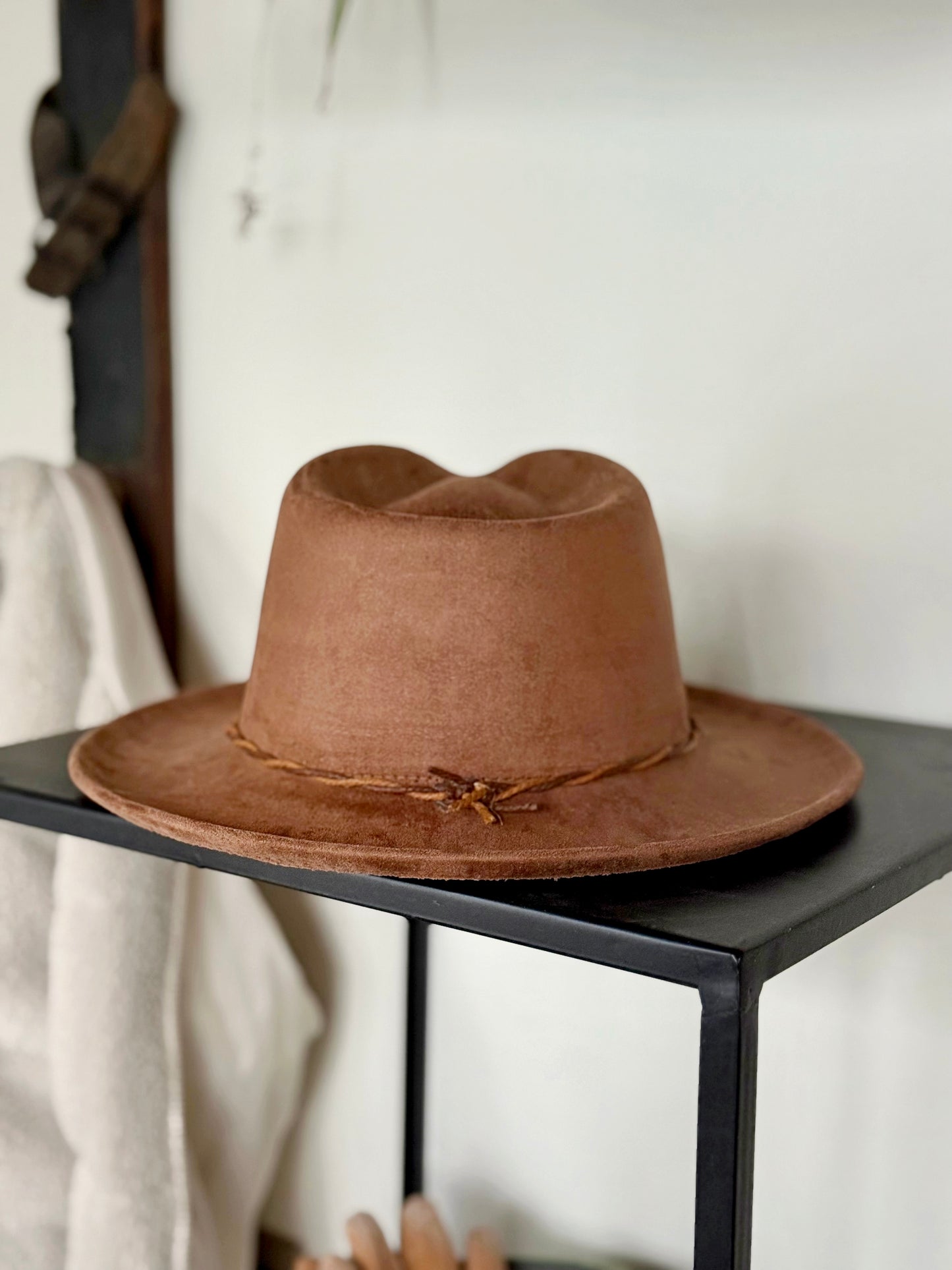 What is better than fall + mountains nothing hand painted brown vegan suede rancher hat