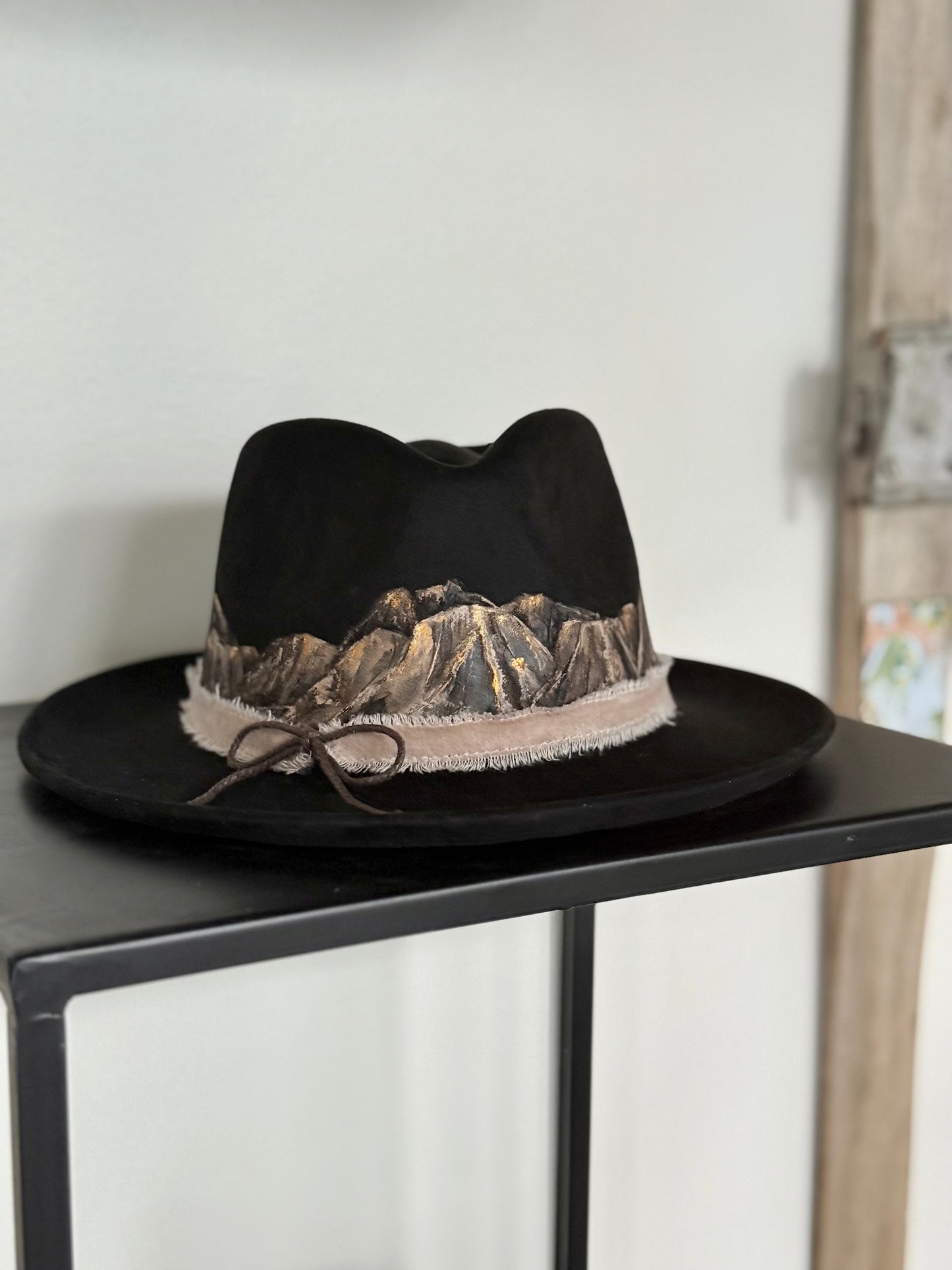 Black vegan suede rancher hat - black