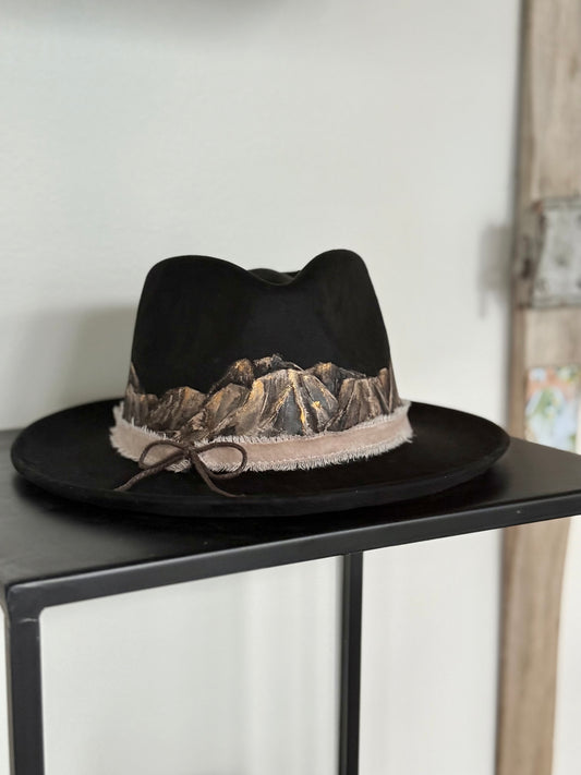 Black vegan suede rancher hat - black