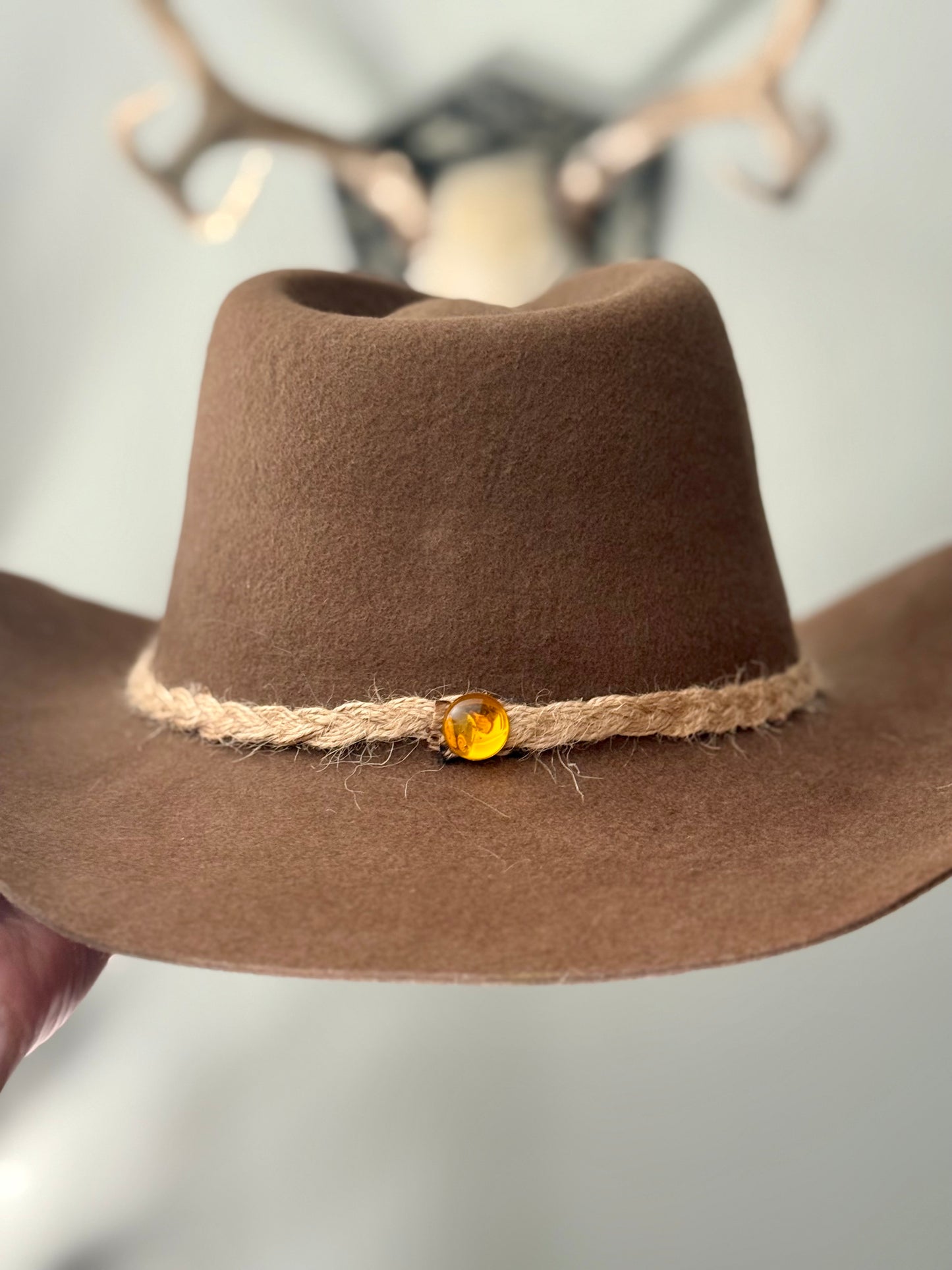 Felt hand painted hat - brown