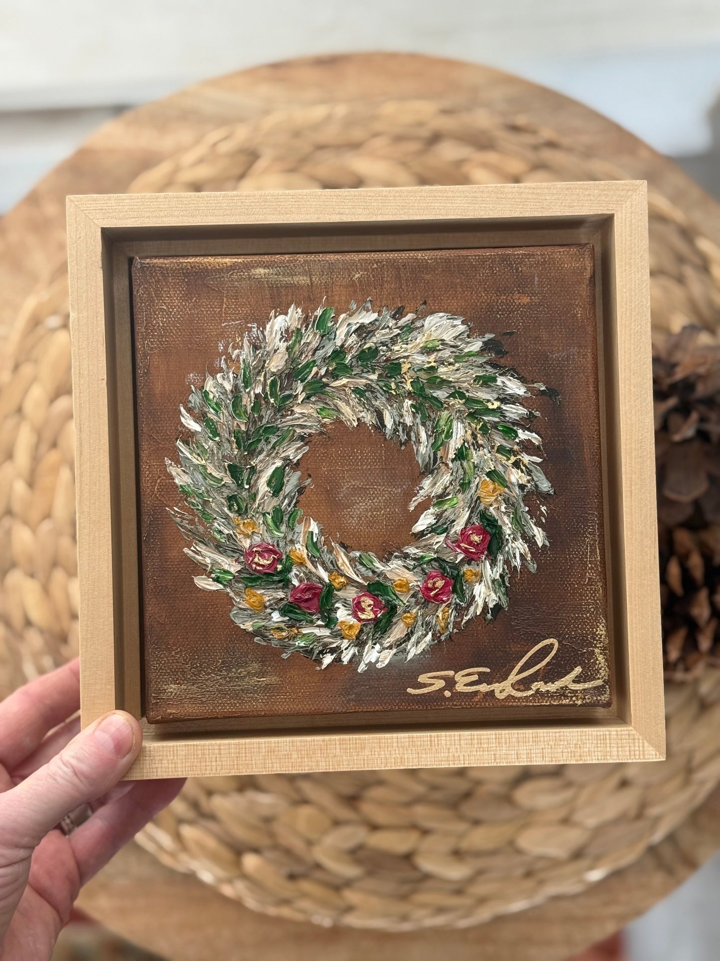 6x6" original art mounted in a 1 1/2 thick floating frame