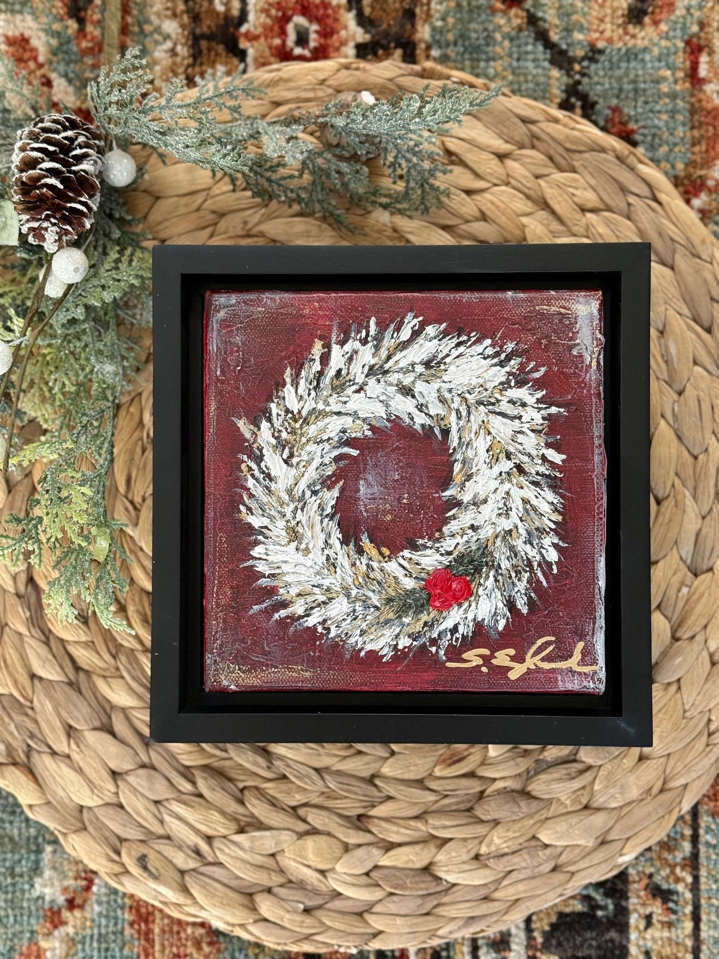 Original art wreath 6x6"