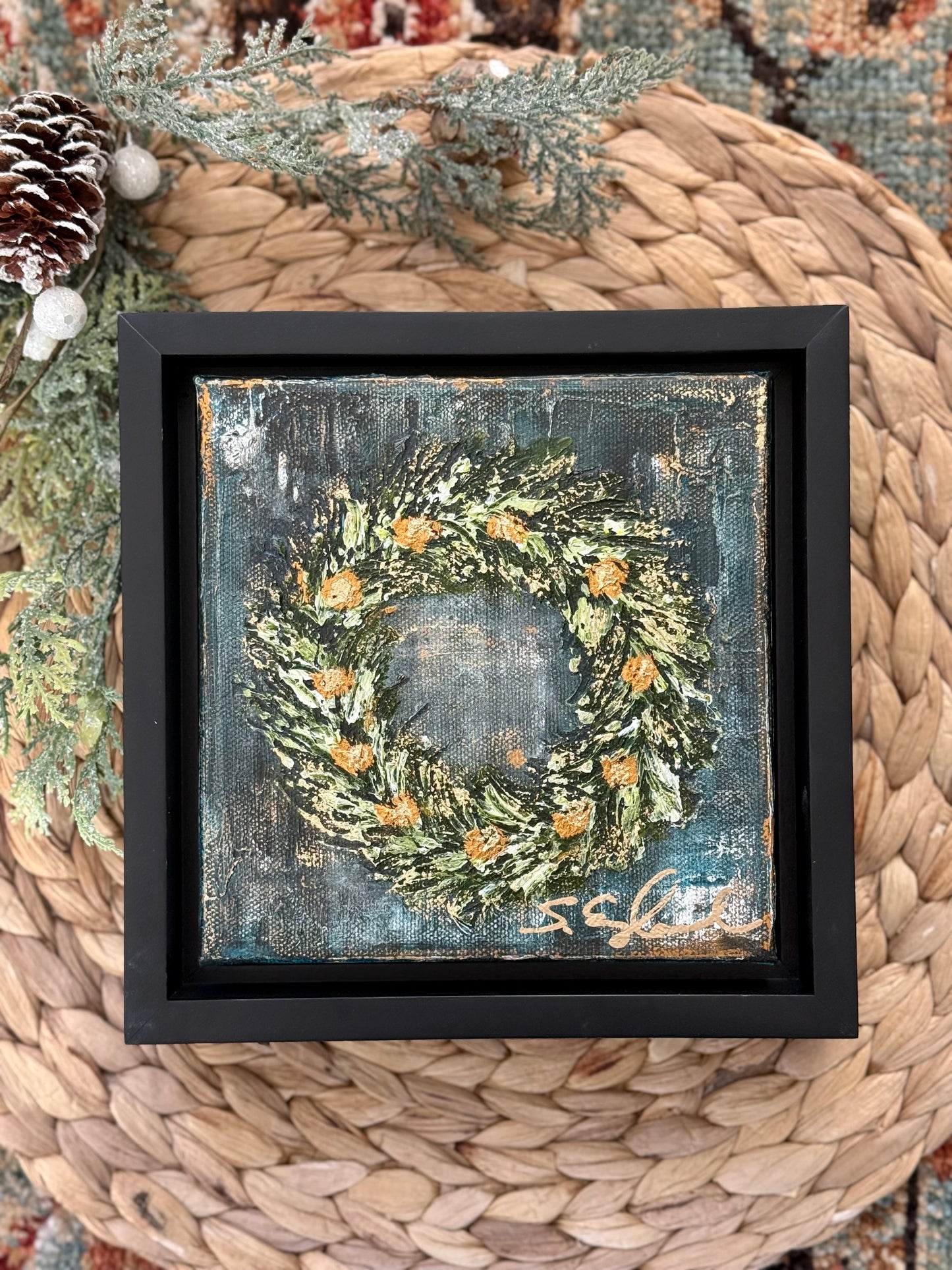 Original art wreath 6x6"