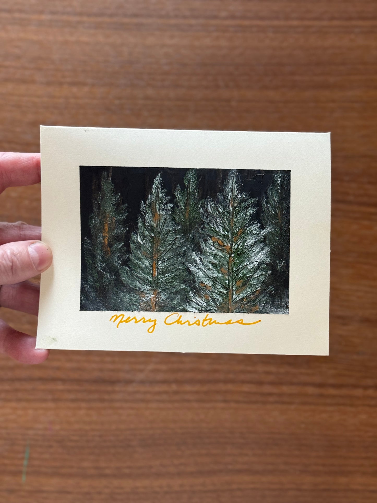 Original art Christmas note cards pack of five