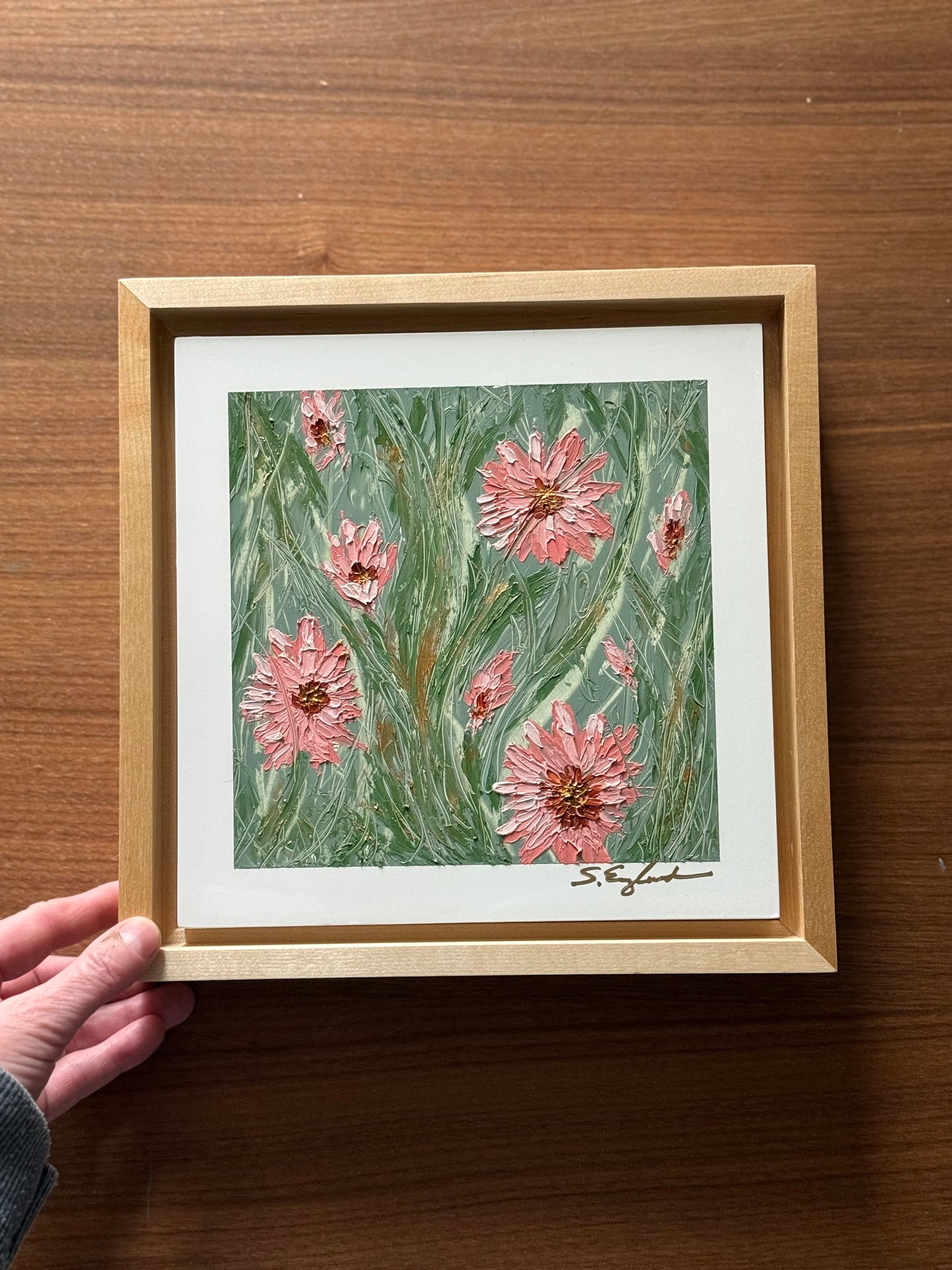 8x8" original art 'happy lil garden'