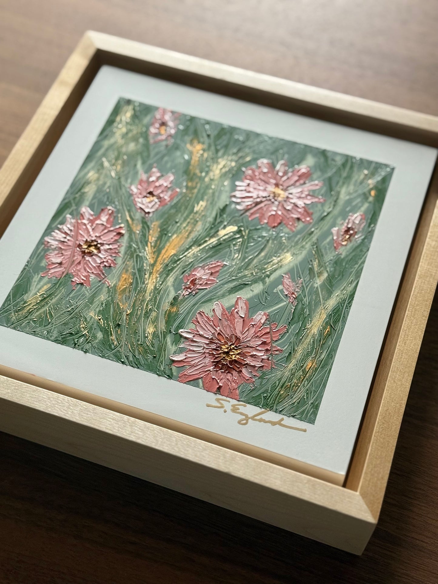 8x8" original art 'happy lil garden'