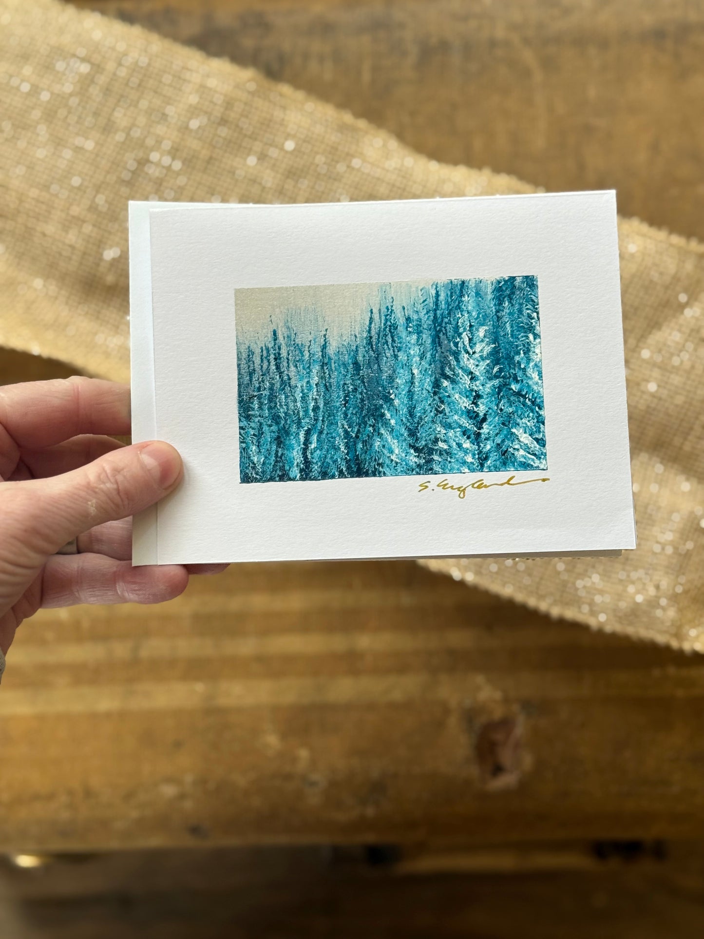 Original art Christmas note card variety pack - trees