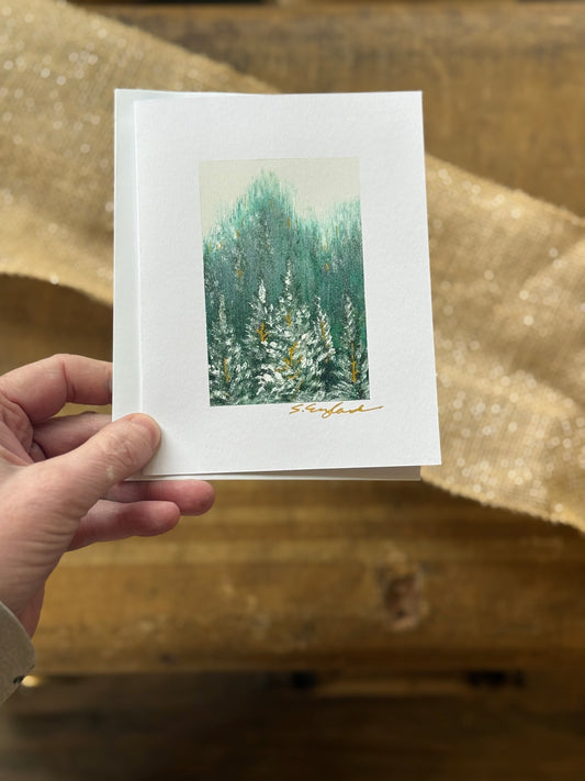 Original art Christmas note card variety pack - trees