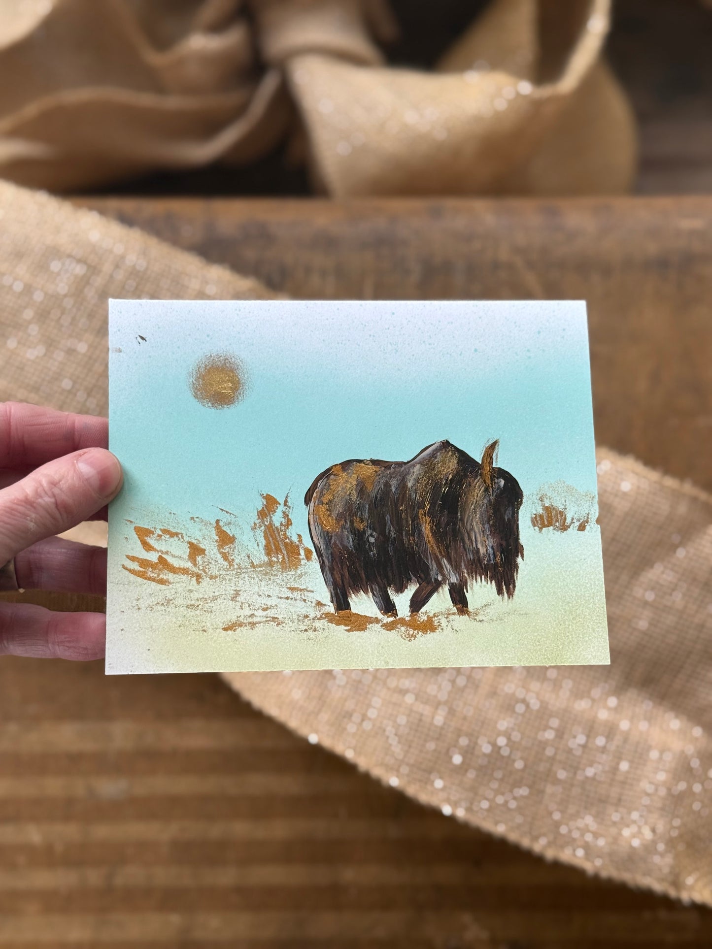 Original art note cards - variety pack of buffalos
