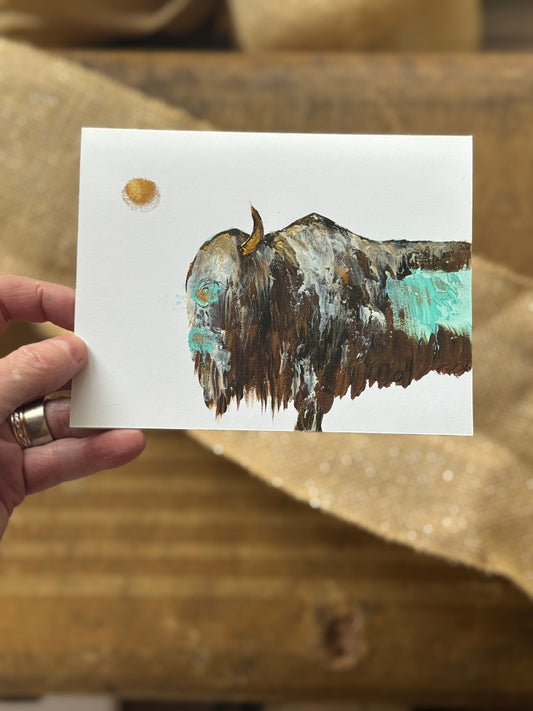 Original art note cards - variety pack of buffalos