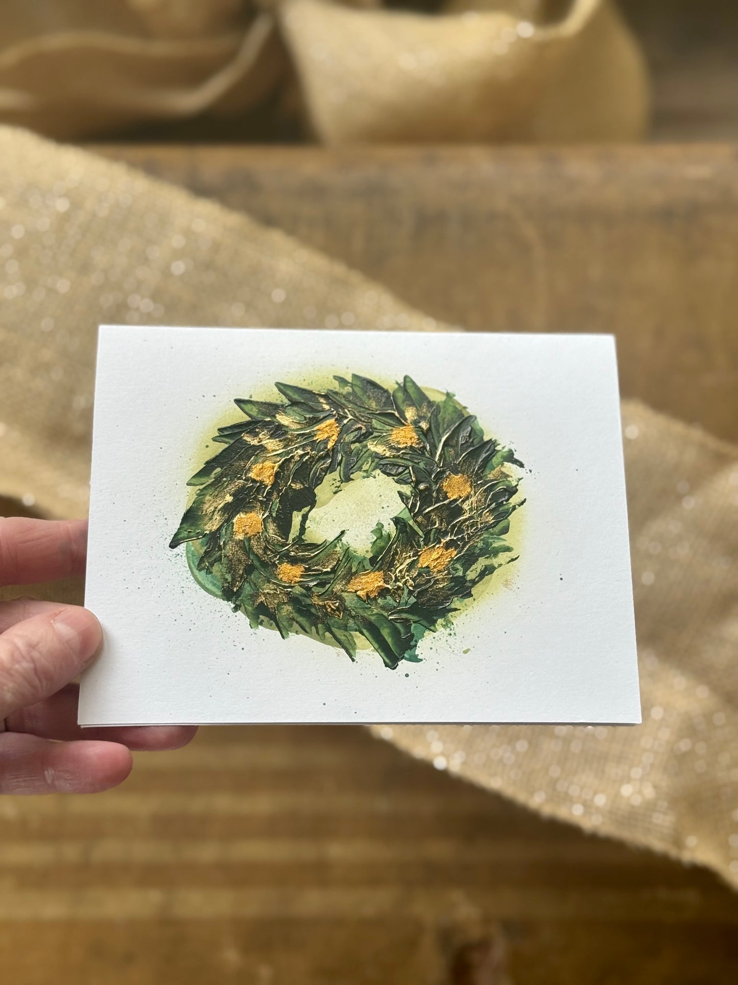 Hand painted original art cards - variety pack wreaths