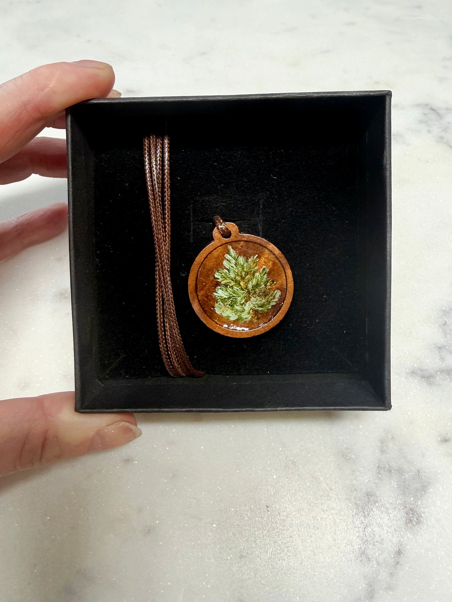 Hand painted lone pine tree necklace