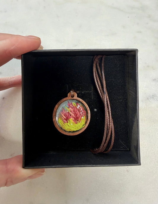 Hand painted Indian paintbrush necklace