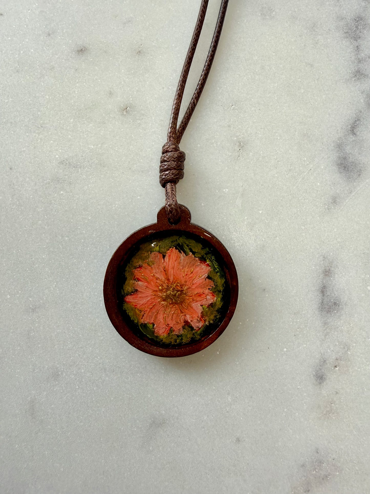 Hand painted wildflower necklace