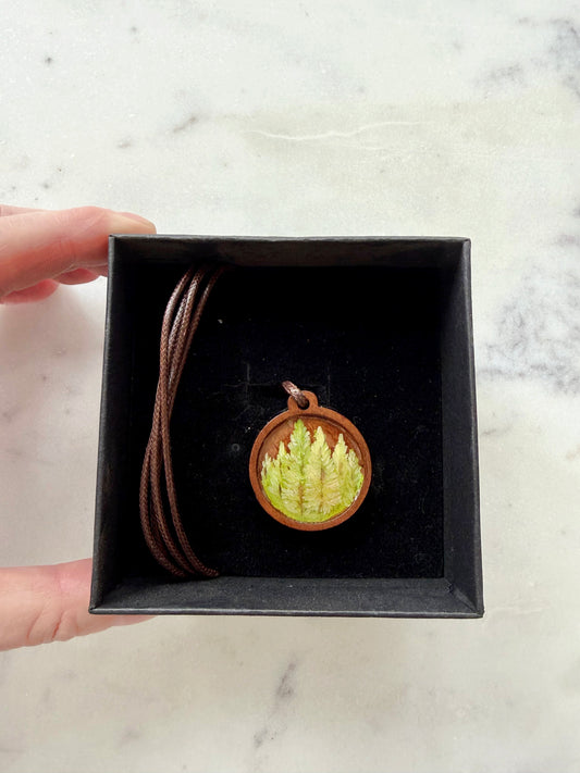 Hand painted grove of trees necklace