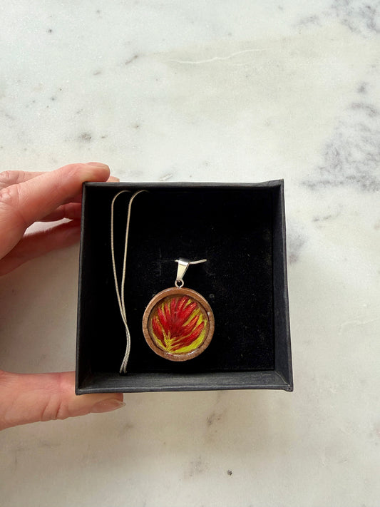 Wooden accessory Hand painted lone Indian paintbrush necklace