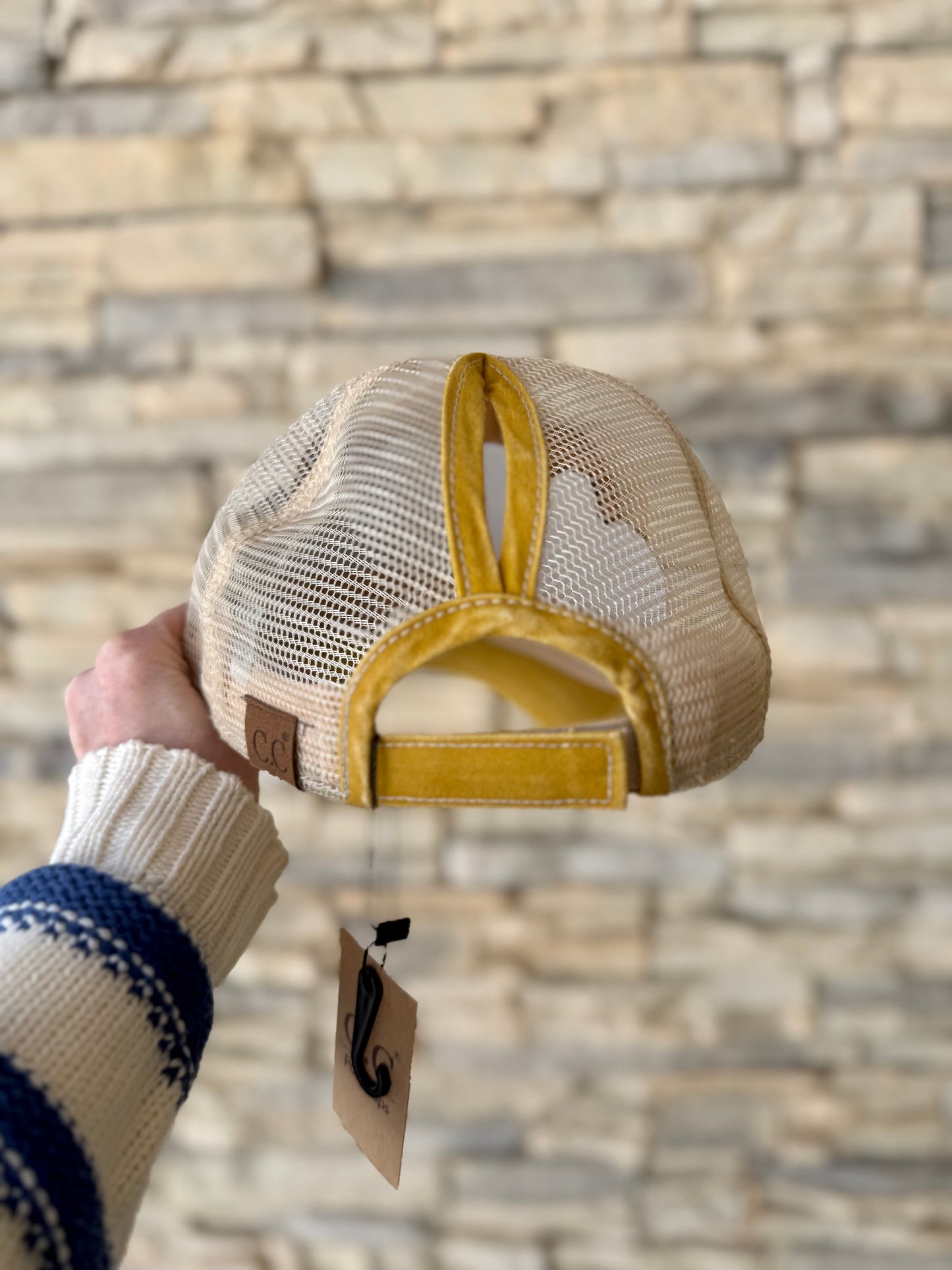 When your are feeling bold - Hand painted distressed yellow CC baseball cap