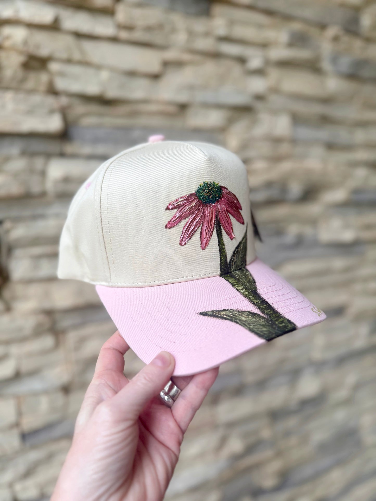In the mood for florals hand painted CC brand canvas trucker hat