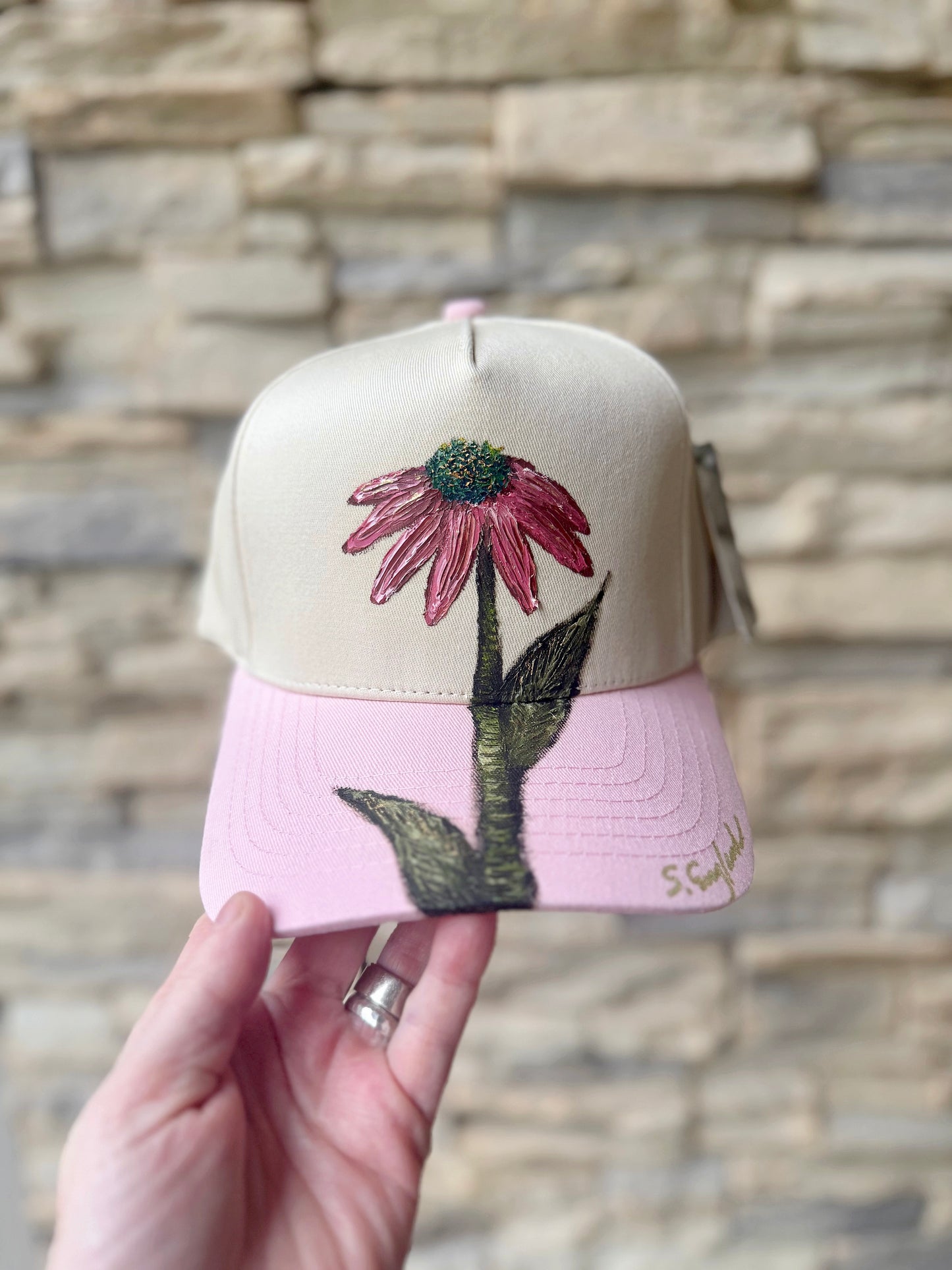 In the mood for florals hand painted CC brand canvas trucker hat
