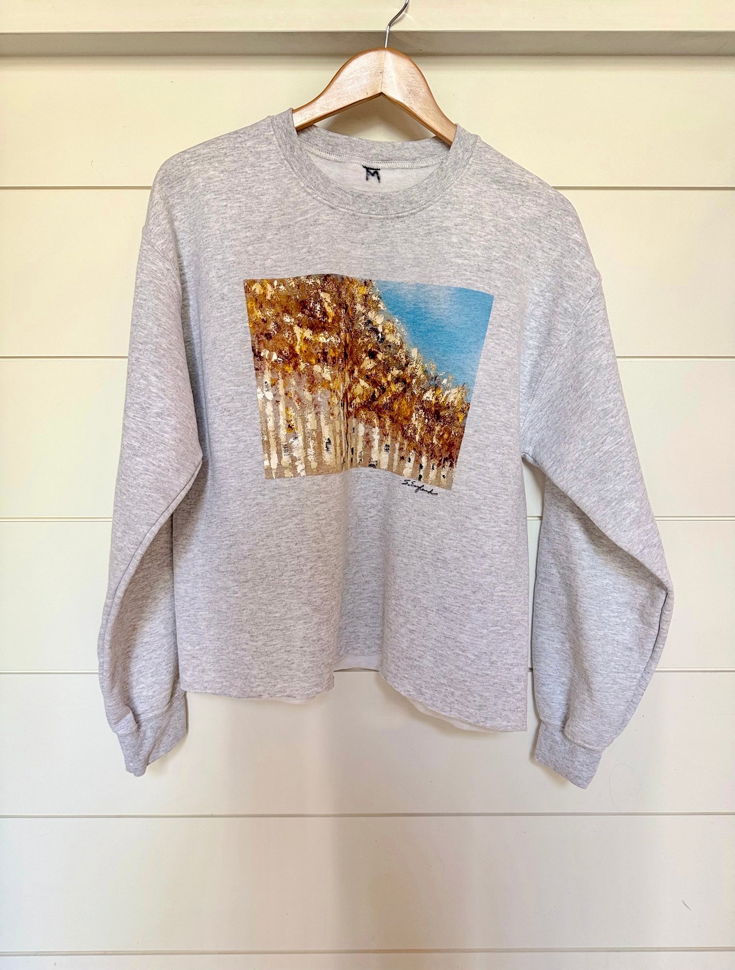 fall lover vibes - light heather grey hand painted sweatshirt