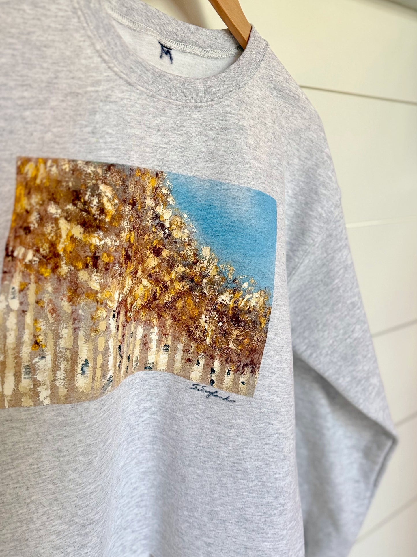 fall lover vibes - light heather grey hand painted sweatshirt