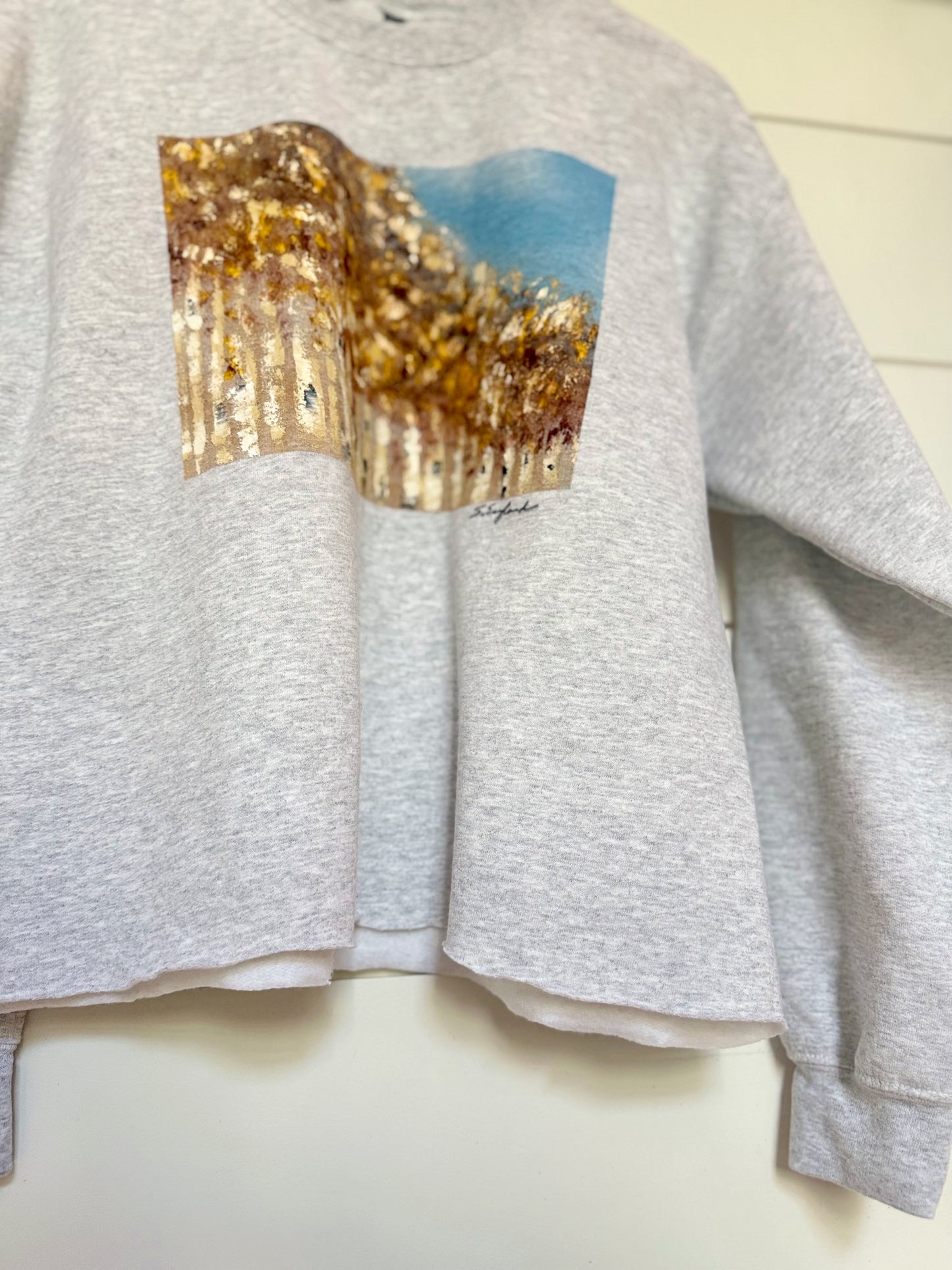 fall lover vibes - light heather grey hand painted sweatshirt