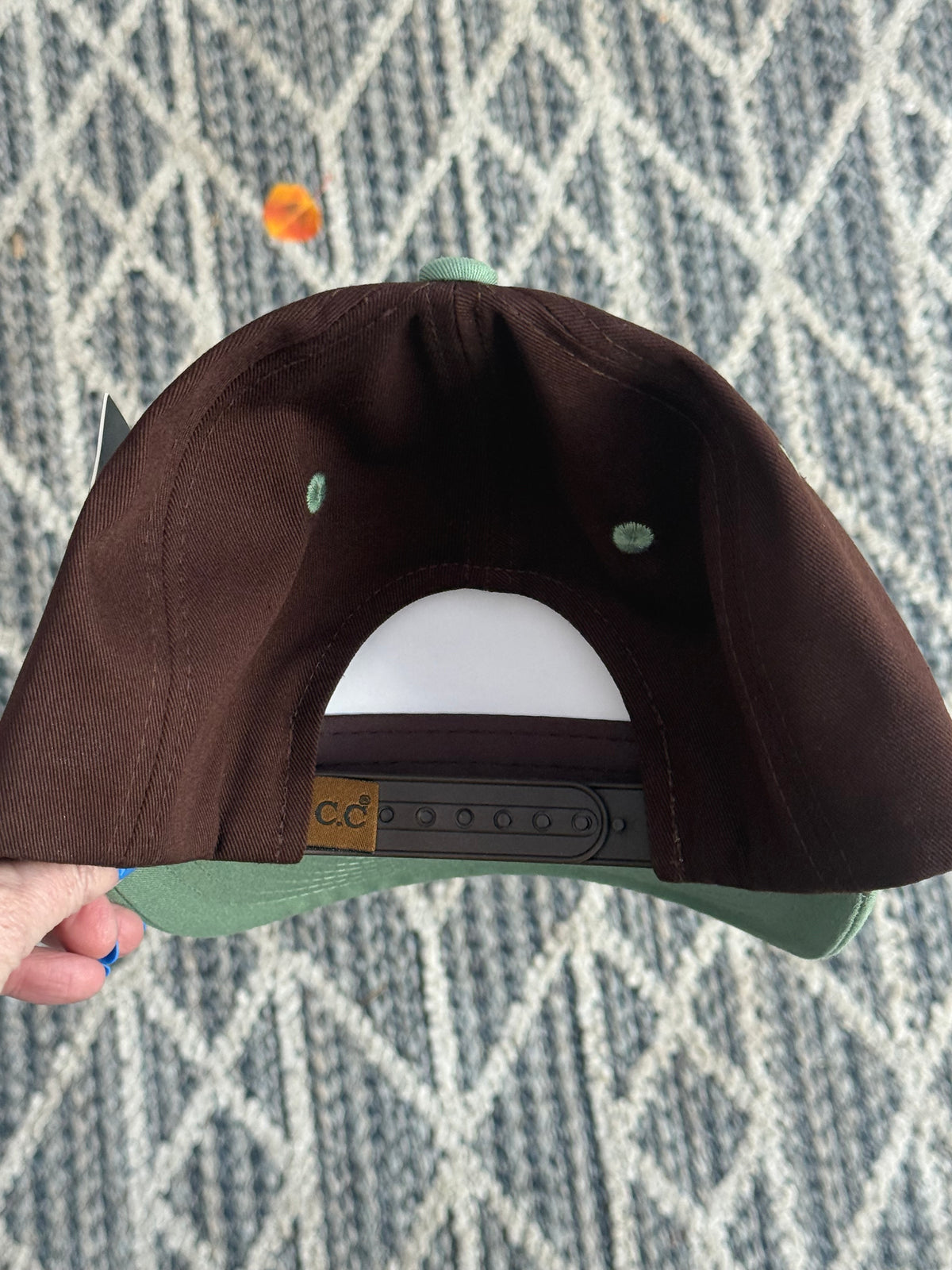 Hand painted wearable art - tree scene on brown/green canvas baseball hat